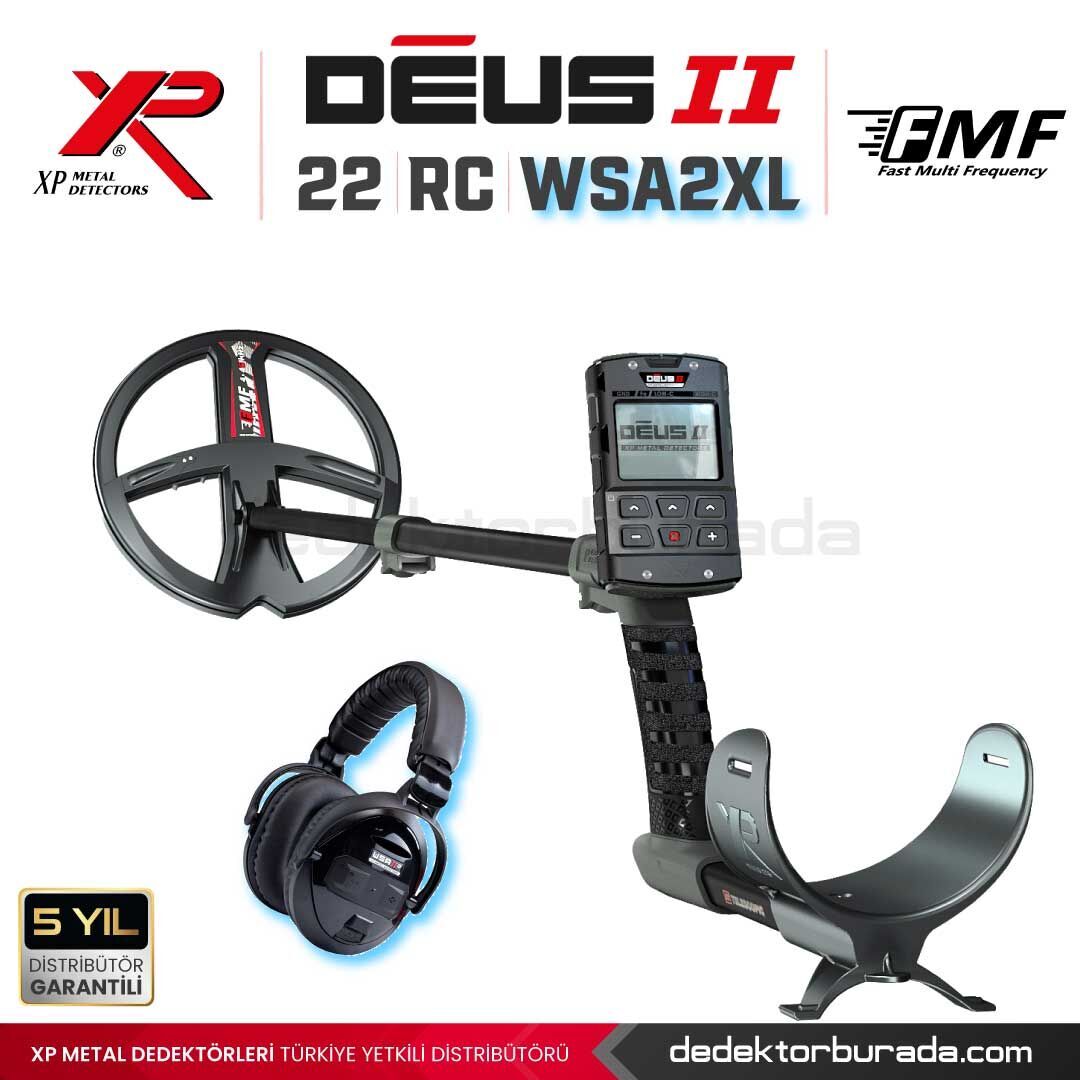 Deus 2 Dedektör - 22,5cm FMF Başlık, Ana Kontrol Ünitesi, WSA2XL Kulaklık