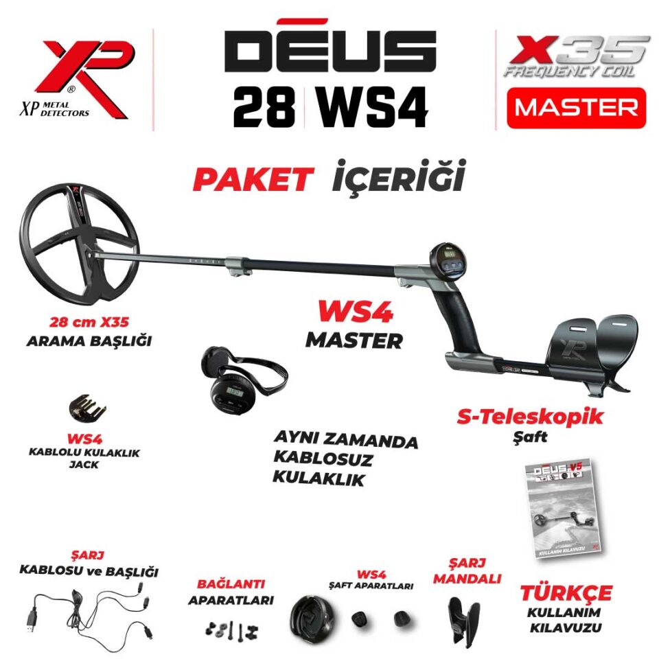 Deus Dedektör - 28cm X35 Başlık, WS4 Master
