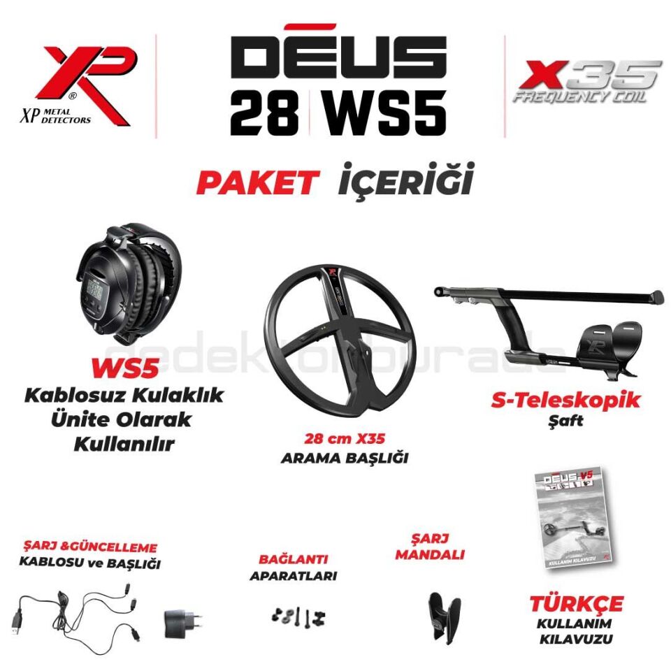 Deus Dedektör - 22,5cm X35 Başlık, WS5 Kulaklık