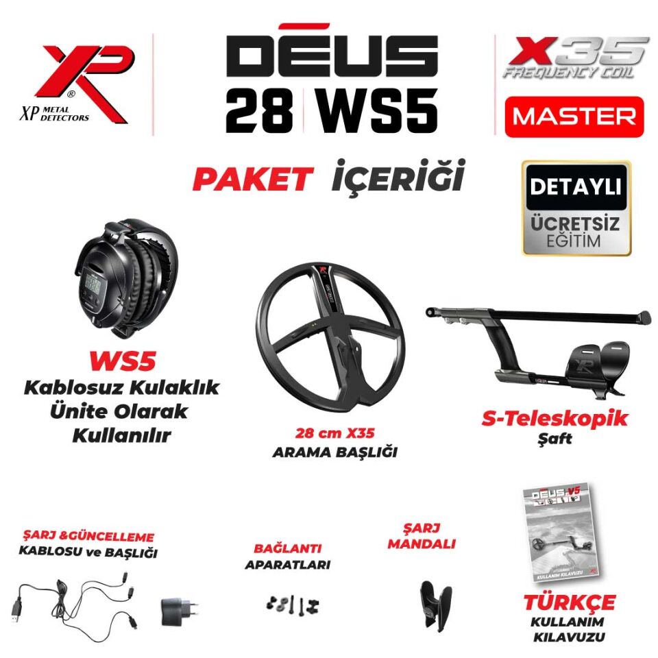 Deus Dedektör - 28cm X35 Başlık, WS5 Kulaklık