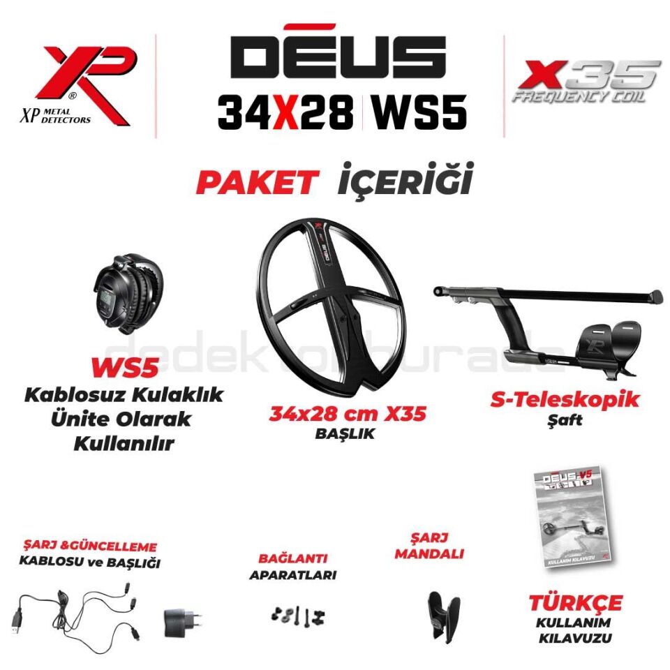 Deus Dedektör - 34x28cm X35 Başlık, WS5 Kulaklık