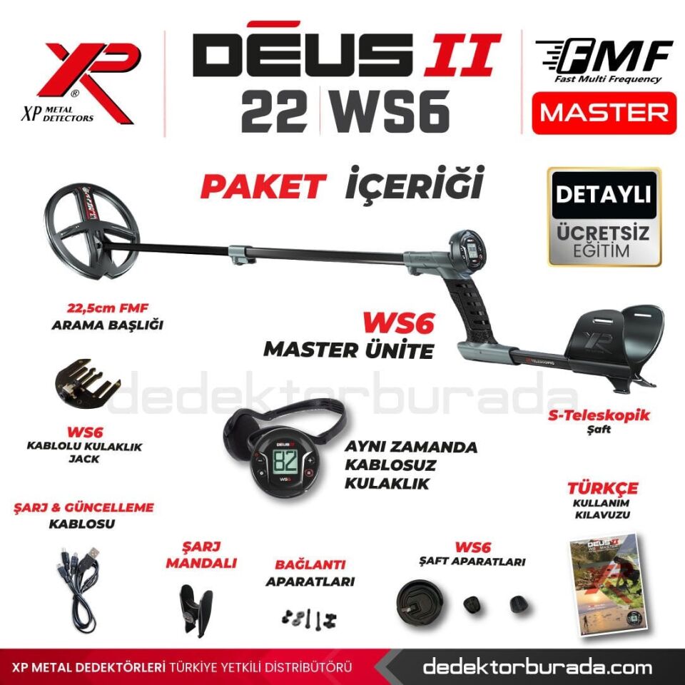 Deus 2 Dedektör - 22,5cm FMF Başlık, WS6 Master