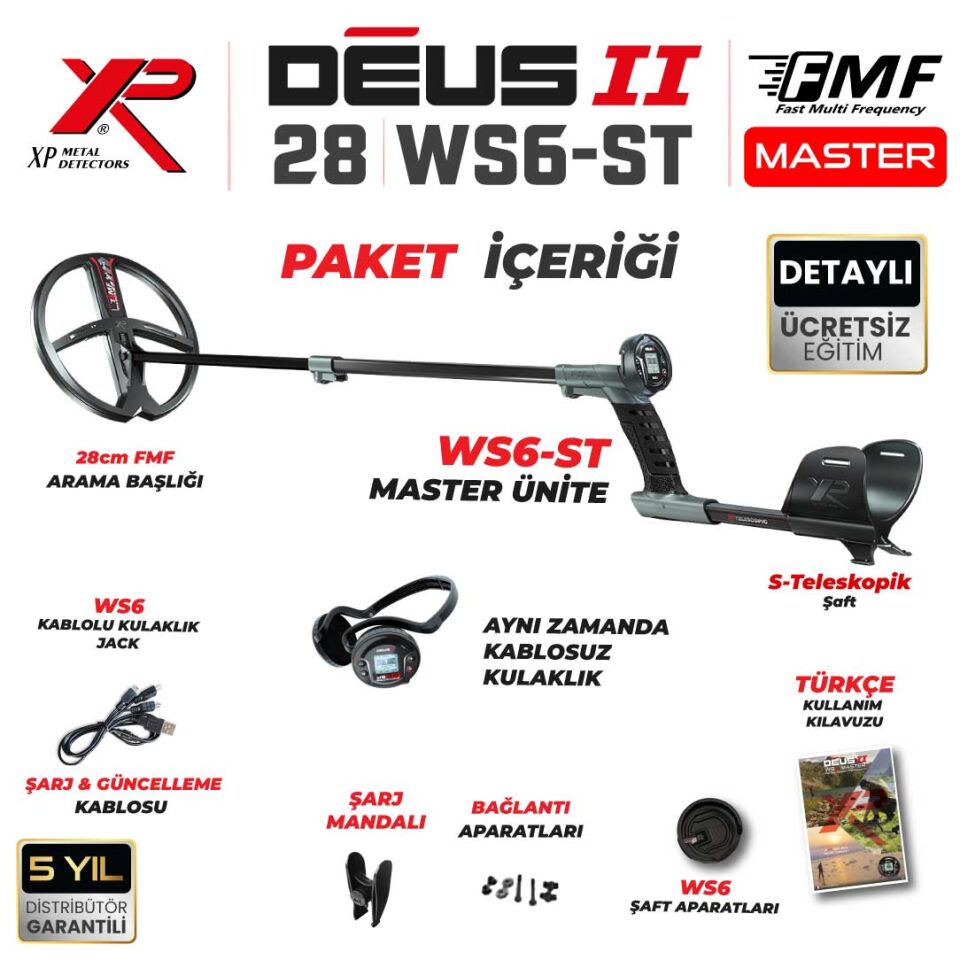 Deus 2 Dedektör - 28cm FMF Başlık, WS6 ST Master