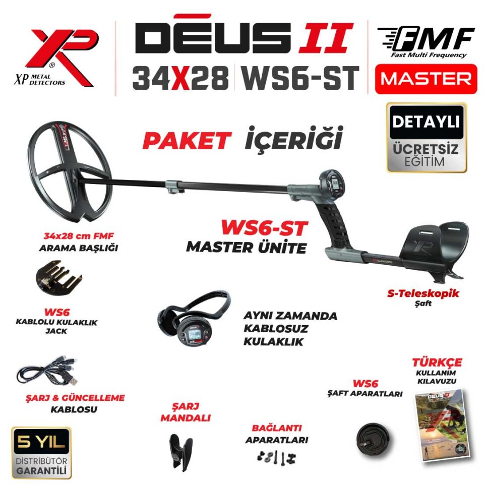 Deus 2 Dedektör - 34x28cm FMF Başlık, WS6 Master