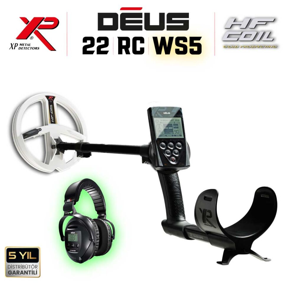 Deus Dedektör - 22,5cm HF Başlık, Ana Kontrol Ünitesi,Ws5 Kulaklık