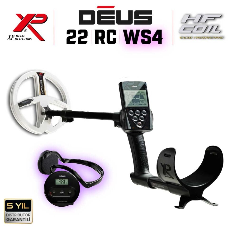 DEUS Dedektör - 22,5cm HF Başlık, Ana Kontrol Ünitesi (RC), WS4 Kulaklık - FULL PAKET