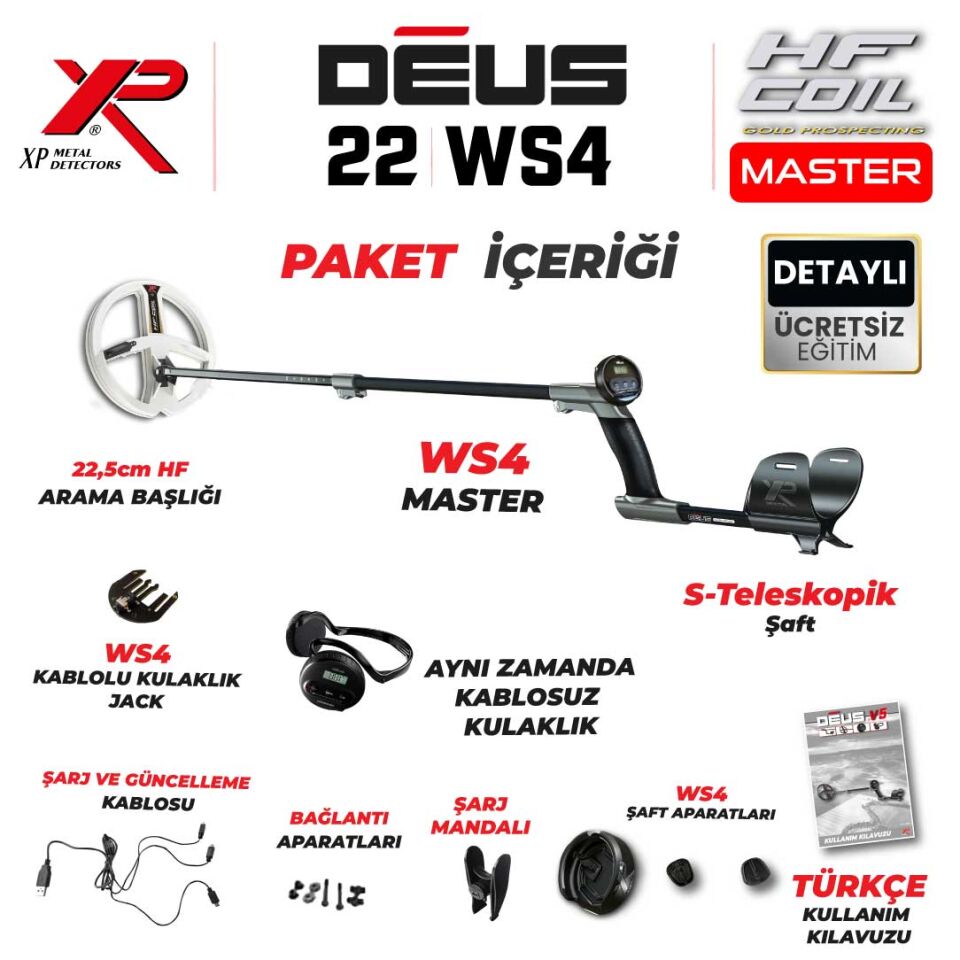 Deus Dedektör - 22,5cm HF Başlık,  WS4 Master