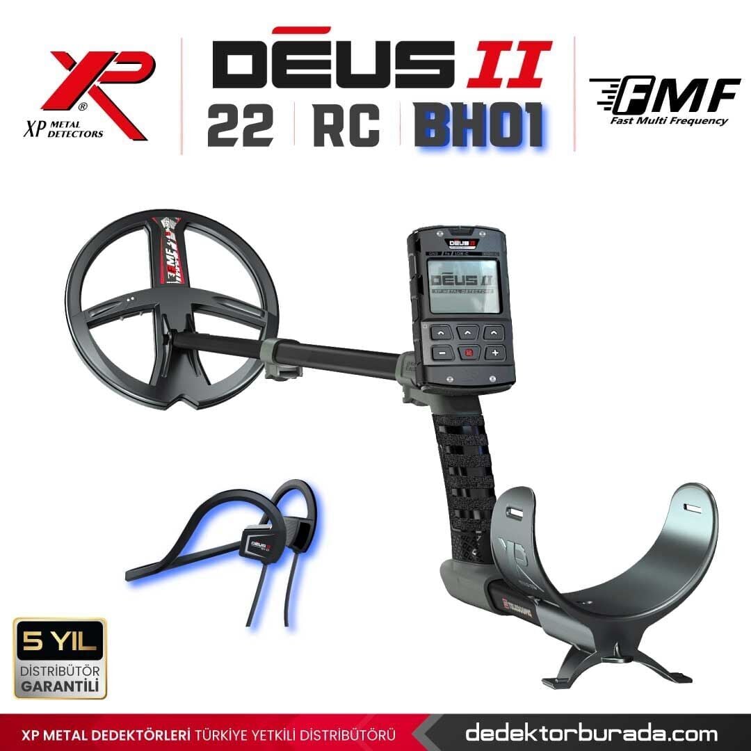 DEUS 2 Dedektör  - 22,5cm FMF Başlık, Ana Kontrol Ünitesi (RC), BH-01 Kablolu Su Geçirmez Kulaklık