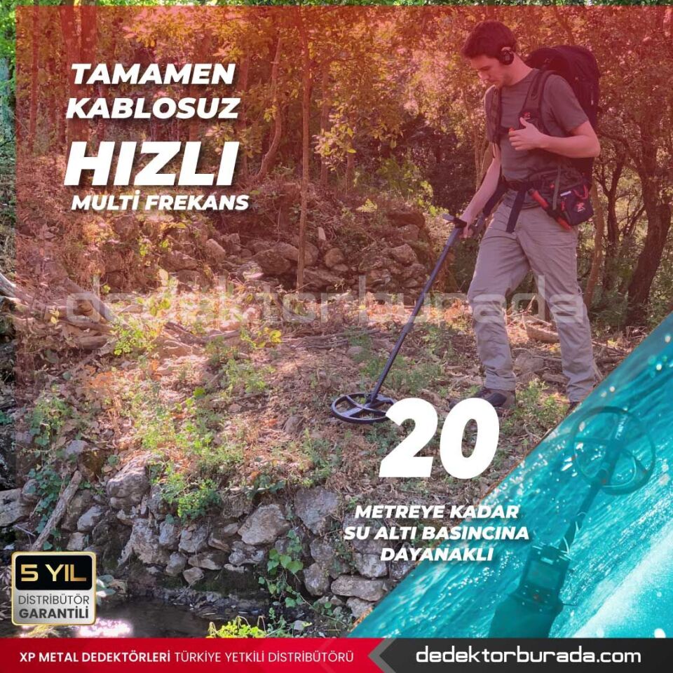 DEUS 2 Dedektör - 28cm FMF Başlık, Ana Kontrol Ünitesi (RC), BH-01 Kablolu Su Geçirmez Kulaklık