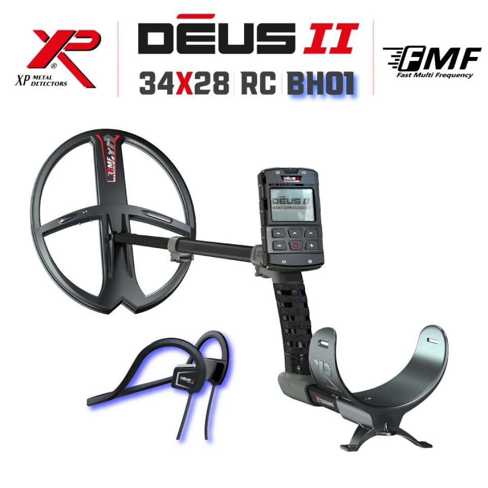 DEUS 2 Dedektör - 34x28cm FMF Başlık, Ana Kontrol Ünitesi (RC), BH-01 Kablolu Su Geçirmez Kulaklık