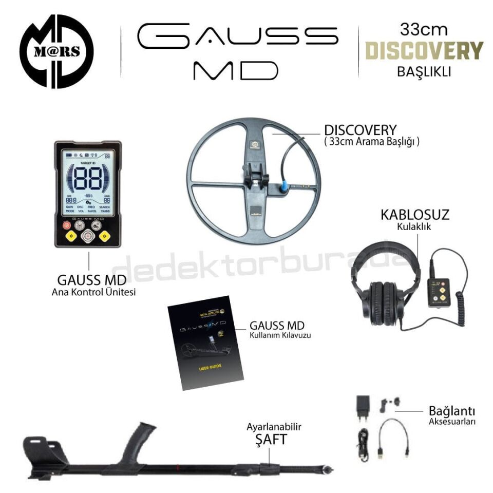 GAUSS MD Dedektör – Discovery 33cm Başlık + Kulaklık
