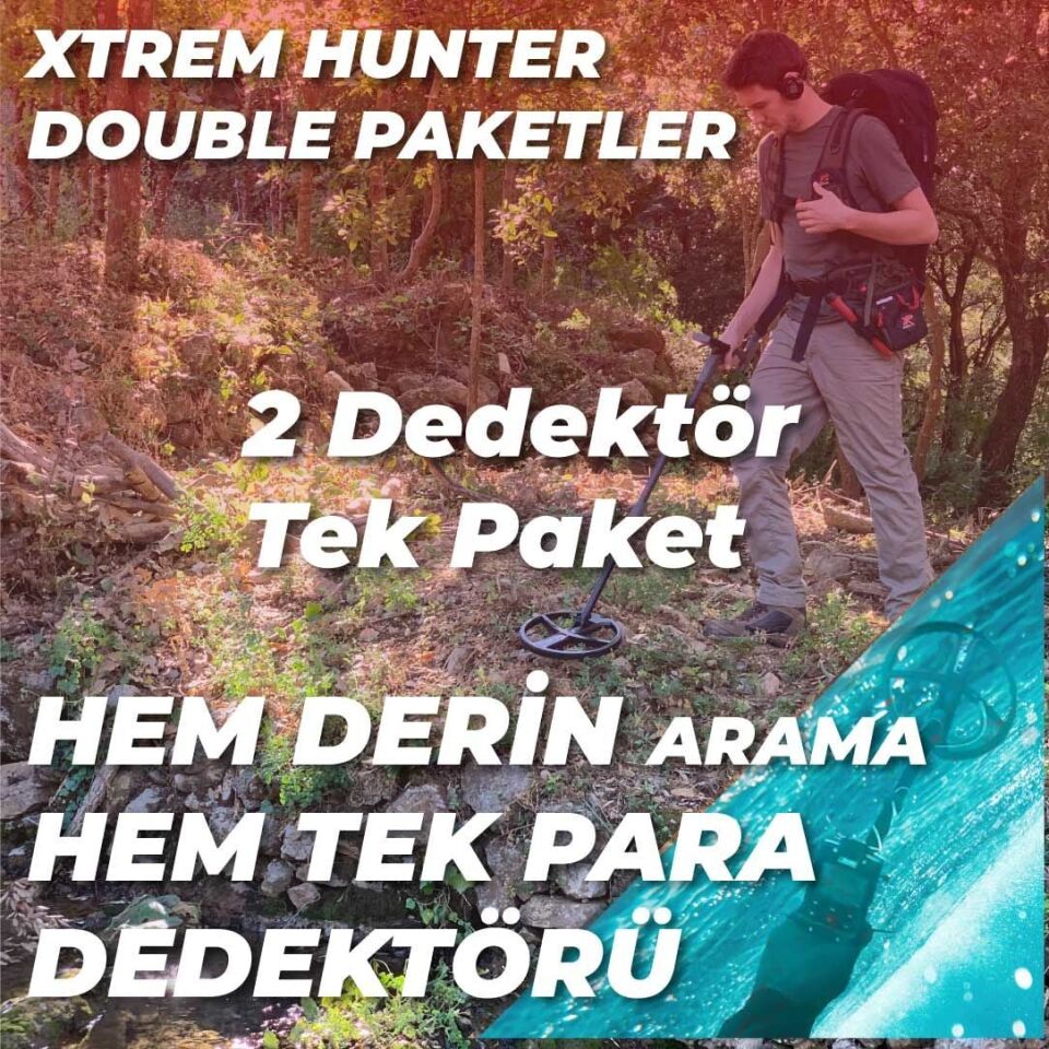Xtrem Hunter Dedektör - DOUBLE PAKET WSAXL ST Kulaklıklı DEUS 2 Dedektör 34x28cm FMF Başlıklı Paket