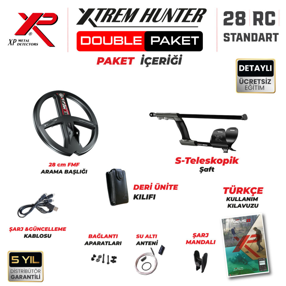 Xtrem Hunter Dedektör Derin Dedektör - DOUBLE PAKET ( KULAKLIKSIZ ) DEUS 2 Dedektör 28cm FMF Başlıklı Paket