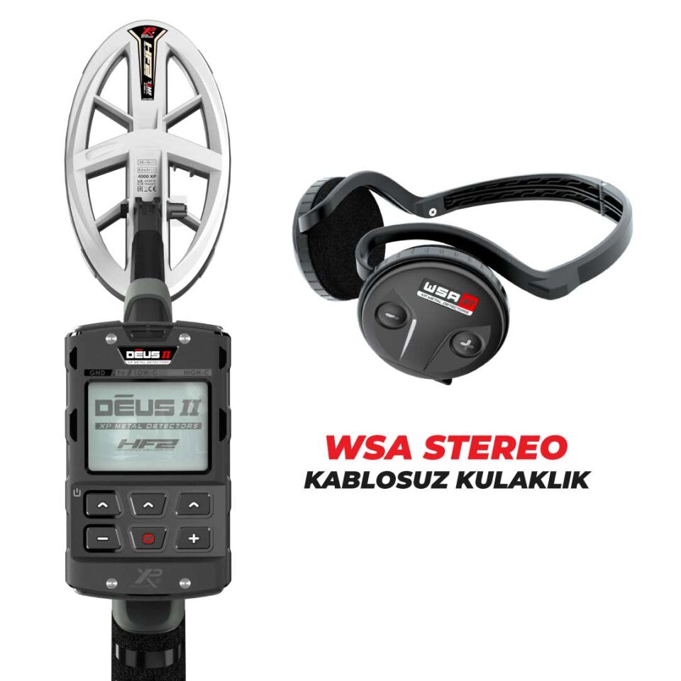 DEUS 2 Gold Altın Dedektörü  - 24x13cm HF2 Başlıklı , Ana Kontrol Üniteli Dedektör WSA STEREO Kablosuz Kulaklıklı Paket