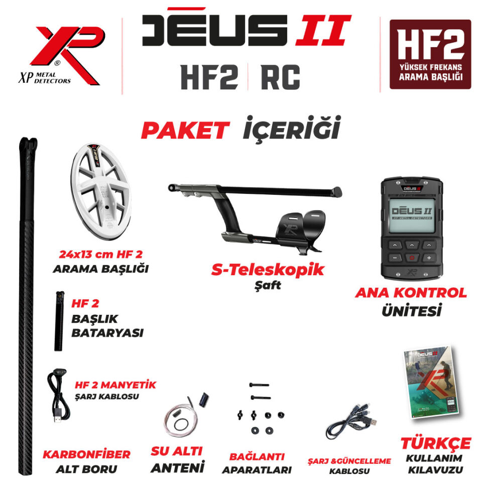 DEUS 2 Gold Altın Dedektörü  - 24x13cm HF2 Başlıklı , Ana Kontrol Üniteli Dedektör Ana Kontrollü Paket
